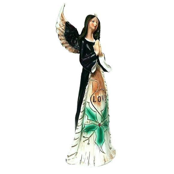 🎄🪽Rustic Angel Figurine 😇 10" Christmas Decor Carved Wood Look LOVE - Picture 5 of 15